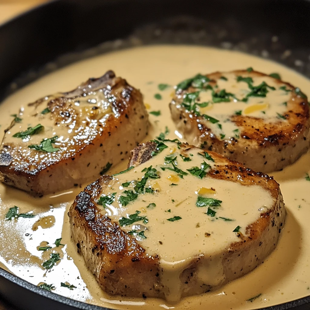 Creamy Garlic Pork Chops 4 Servings Easy Delicious