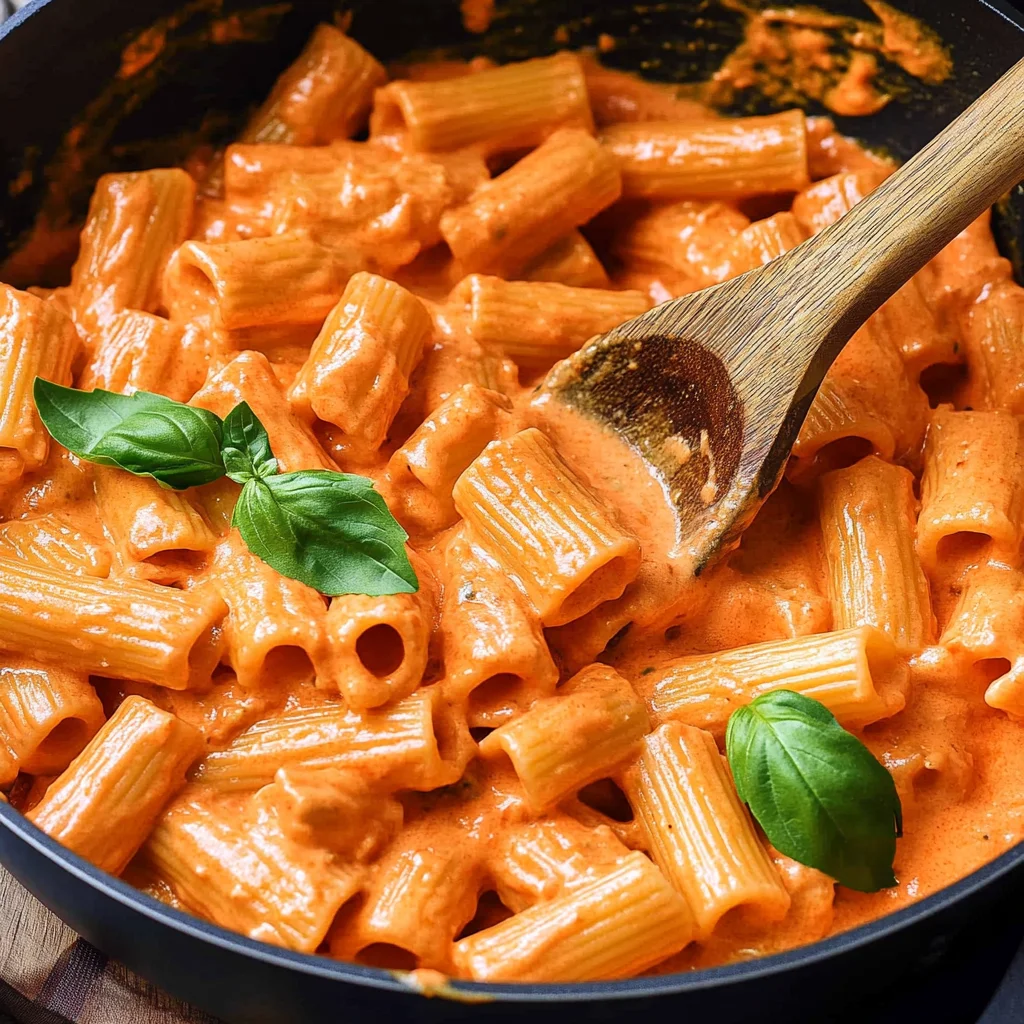 Vodka sauce cooking for spicy rigatoni vodka pasta