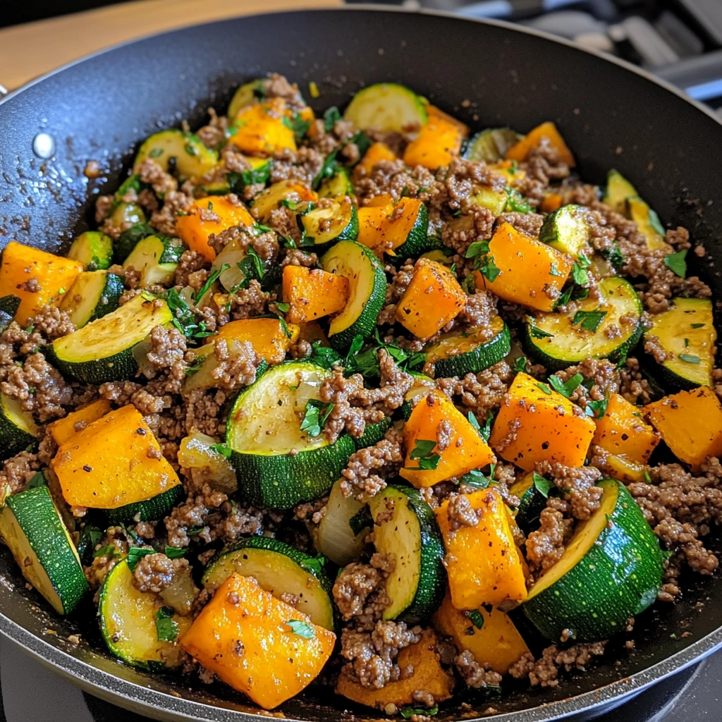 Ground Beef Zucchini Sweet Potato Skillet 30 Minutes Easy Delicious