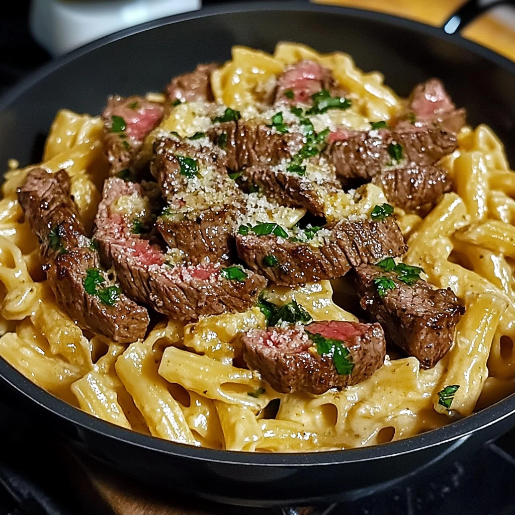 One-Pot Creamy Spicy Garlic Butter Steak & Pasta 30 Minutes Easy Delicious