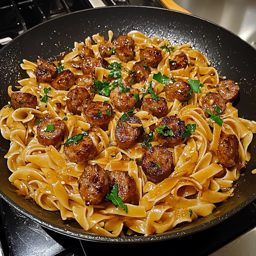 Sticky Honey Garlic Sausage Pasta Skillet 30 Minutes Quick Delicious