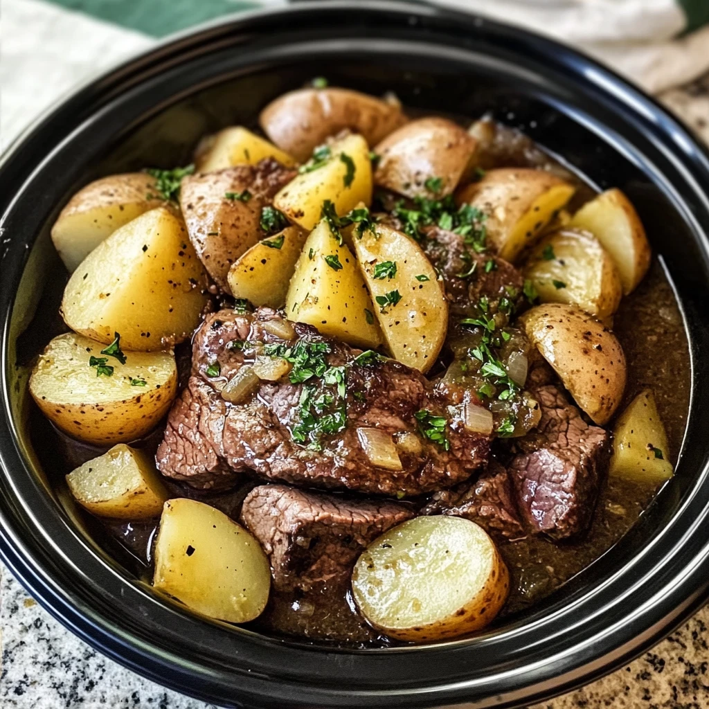 Crockpot Steak and Potatoes 6 Steps Ultimate Delicious