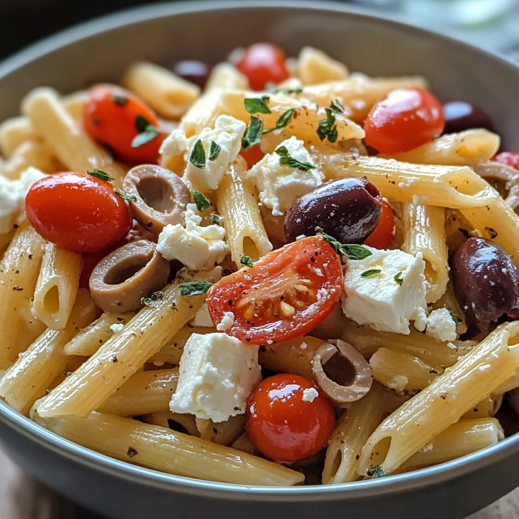 Greek Pasta with Feta and Olives 4 Servings Easy Delicious