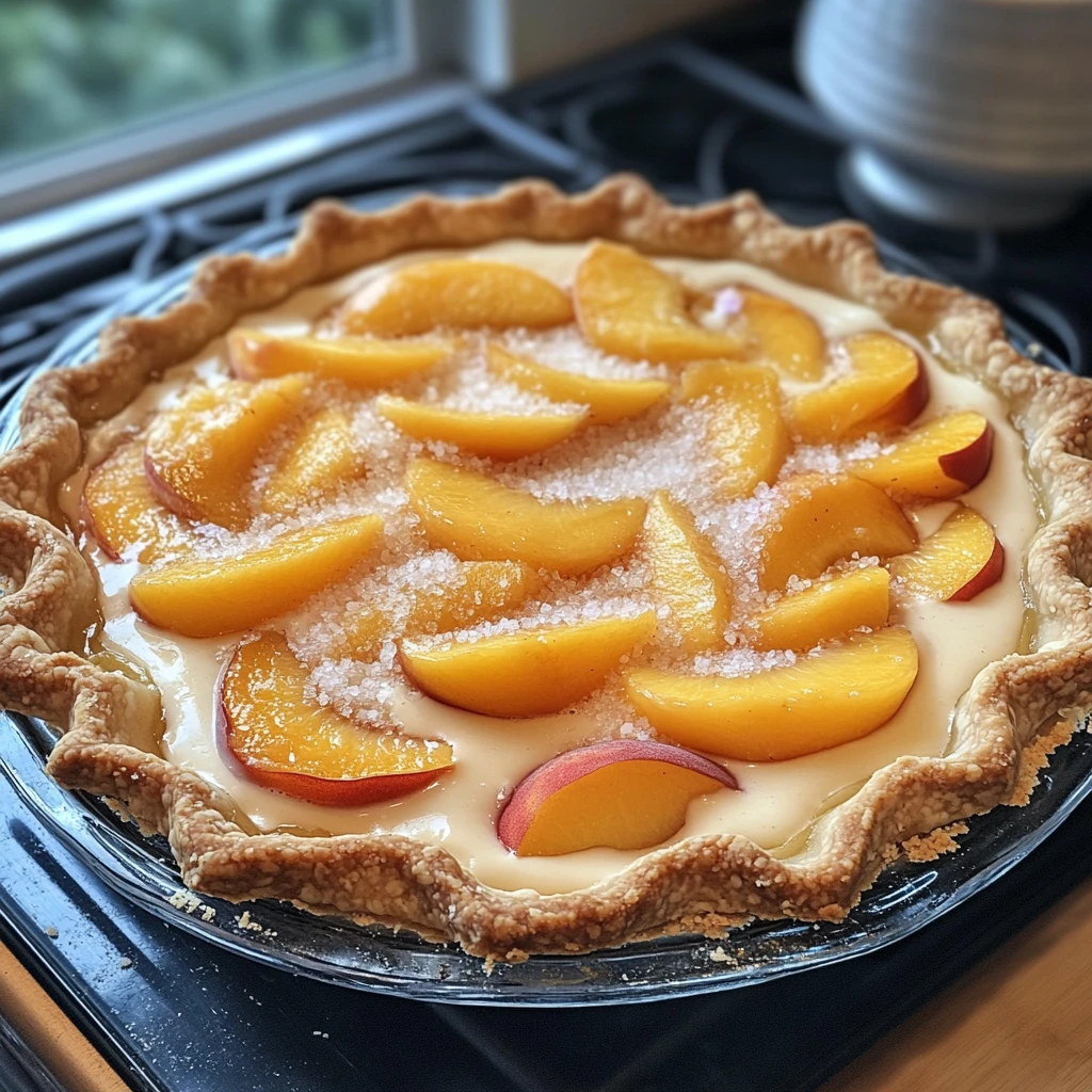 Homemade Peaches and Cream Pie 7 Ingredients Amazing