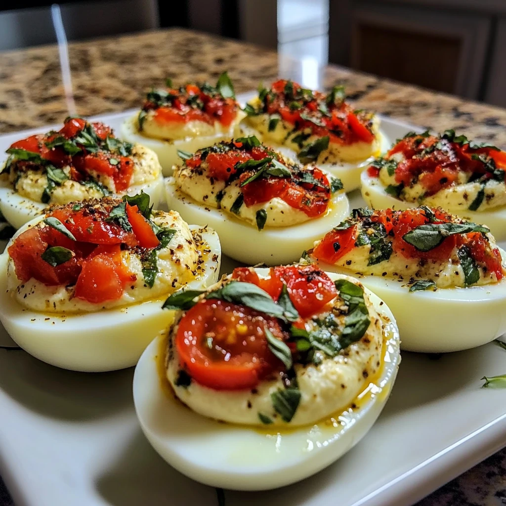 Italian Caprese Deviled Eggs 6 Ingredients Easy Delicious