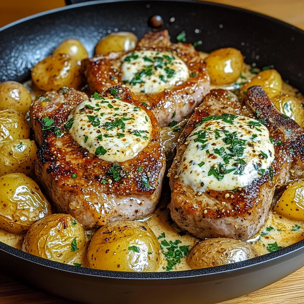 One-Pan Creamy Ranch Pork Chops and Potatoes - 30 Minutes Delicious