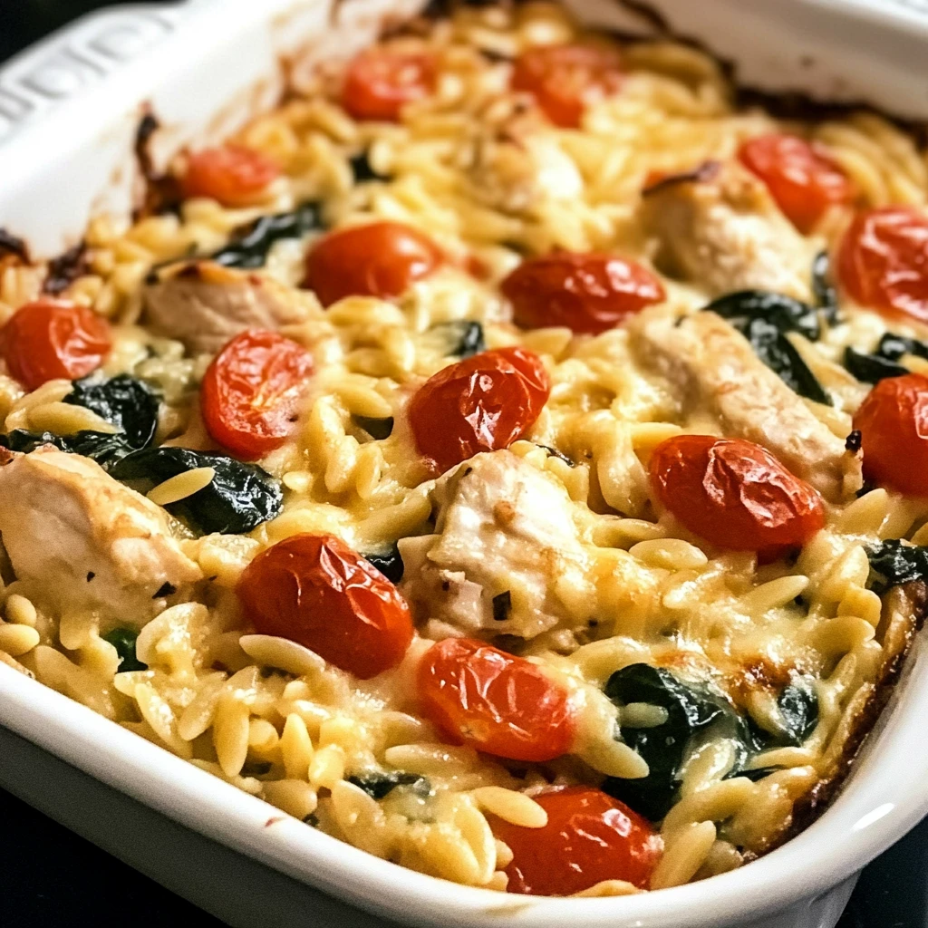 Try this Orzo Tuscan Chicken Bake for a creamy, comforting dish that's easy to make. Enjoy the flavors today!