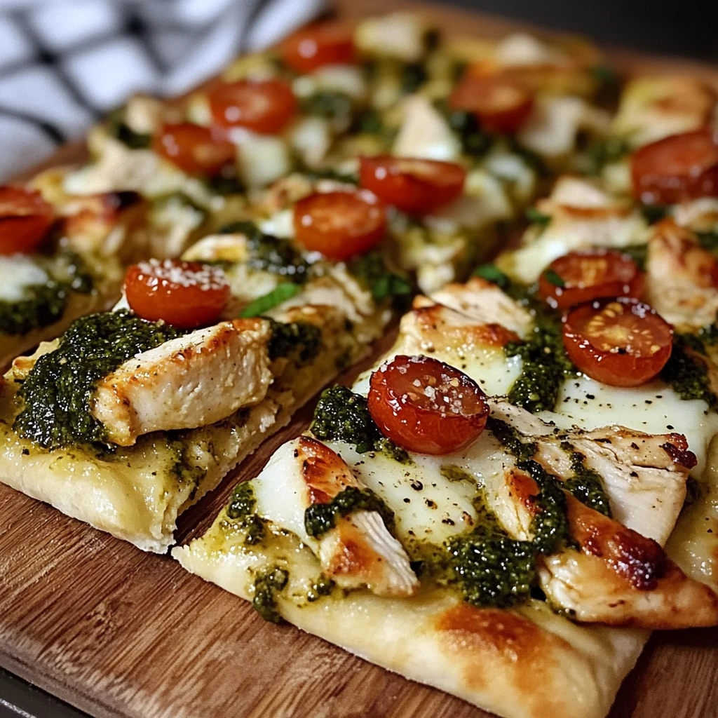 Pesto Chicken Flatbread 4 Ingredients Easy Delicious