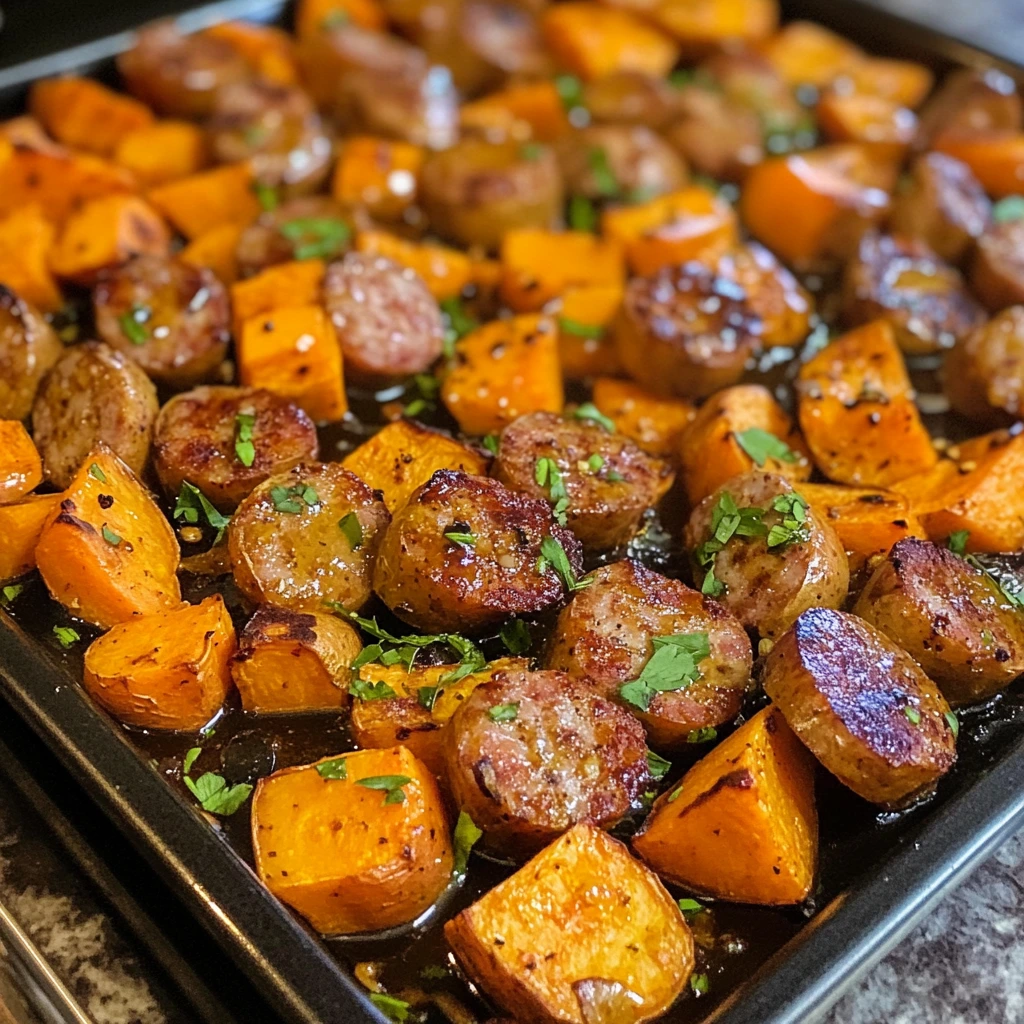 Sheet Pan Sausage and Sweet Potatoes 30 Minutes Awesome Delicious