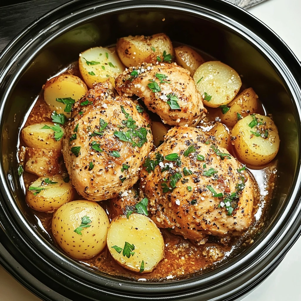Slow Cooker Parmesan Garlic Chicken and Potatoes 4 Servings Ultimate Delicious