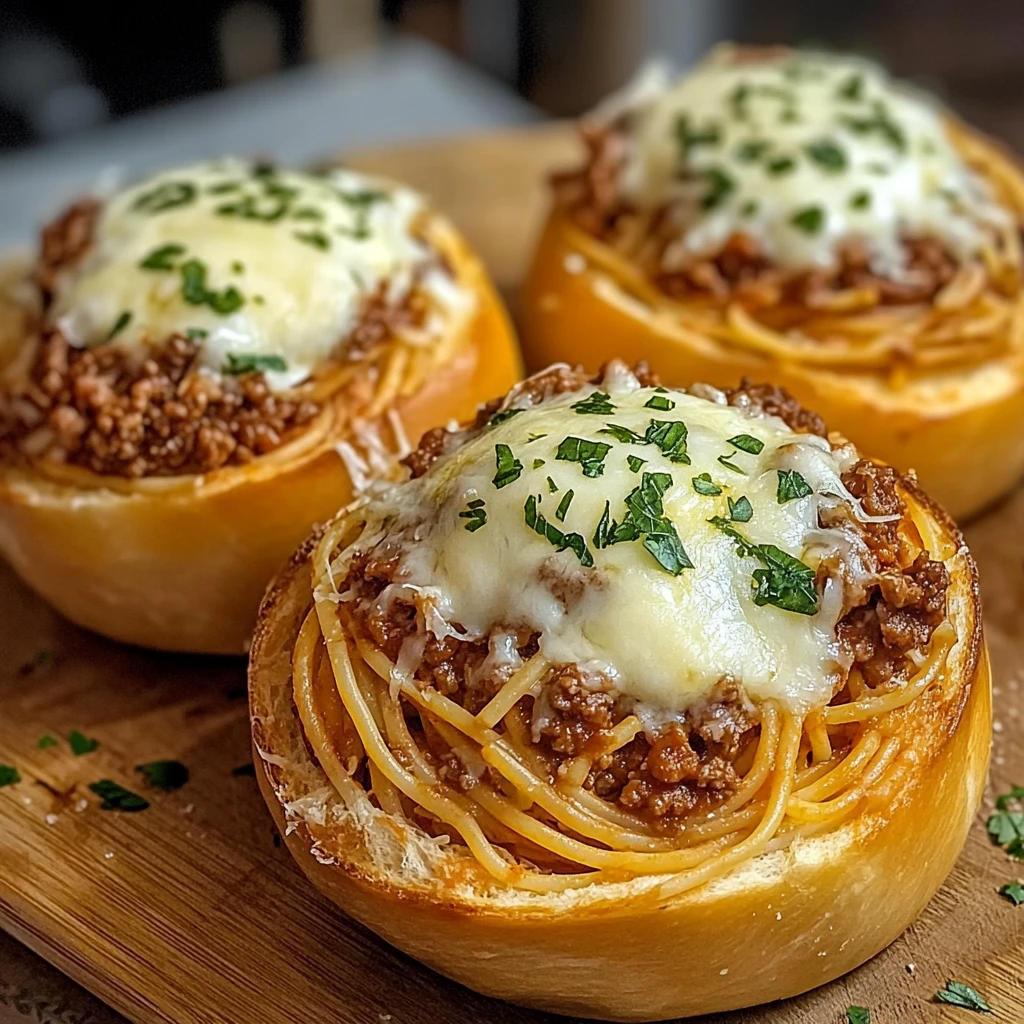 Spaghetti Garlic Bread Bowls 4 Servings Ultimate Delicious