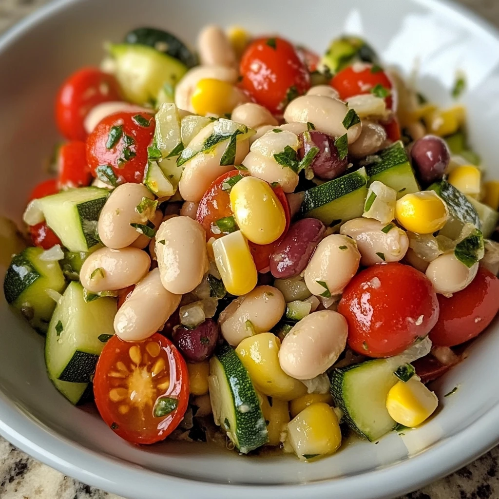 White Bean Salad with Summer Vegetables 7 Ingredients Easy Delicious