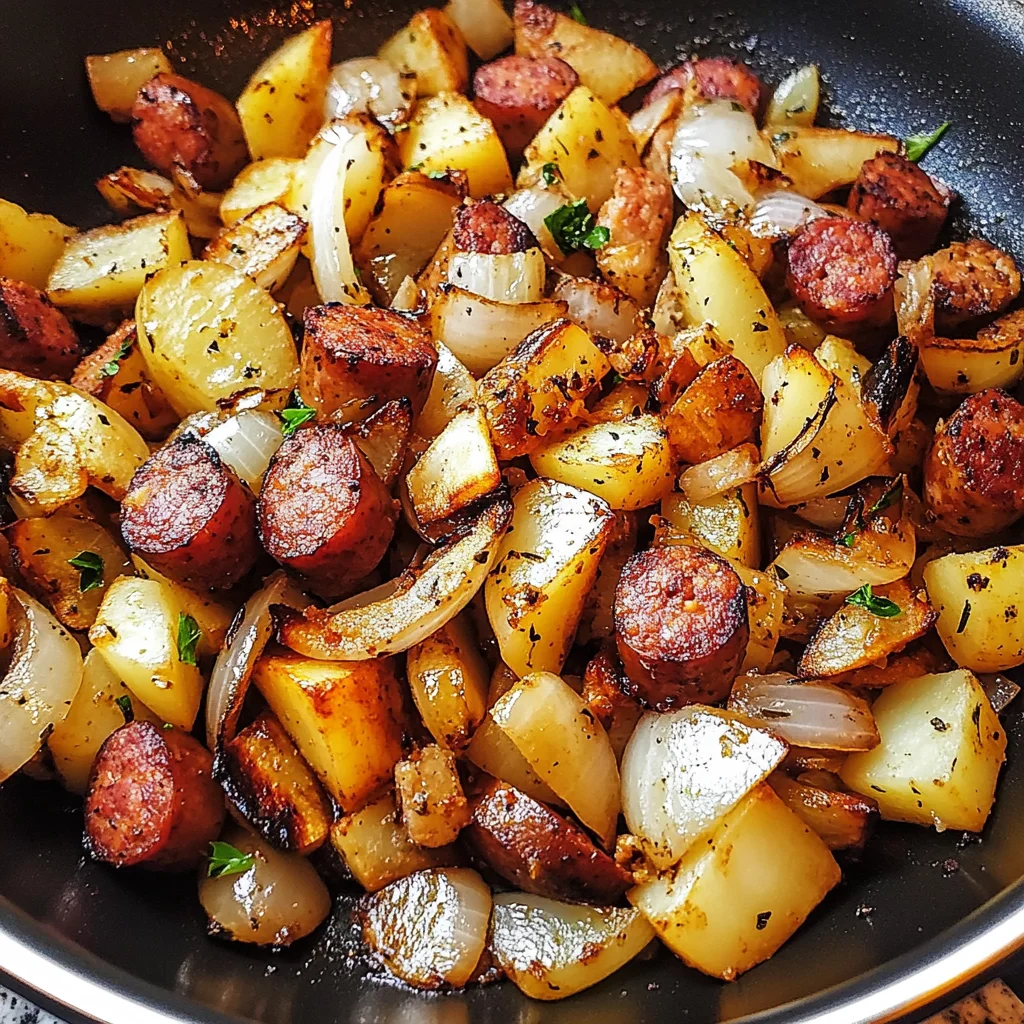Fried Potatoes and Onions with Smoked Polish Sausage Recipe