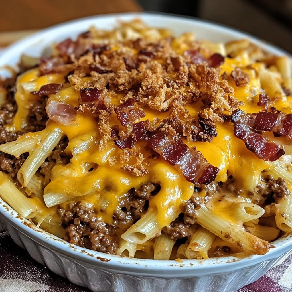 Cowboy BBQ Bacon Cheeseburger Casserole Recipe