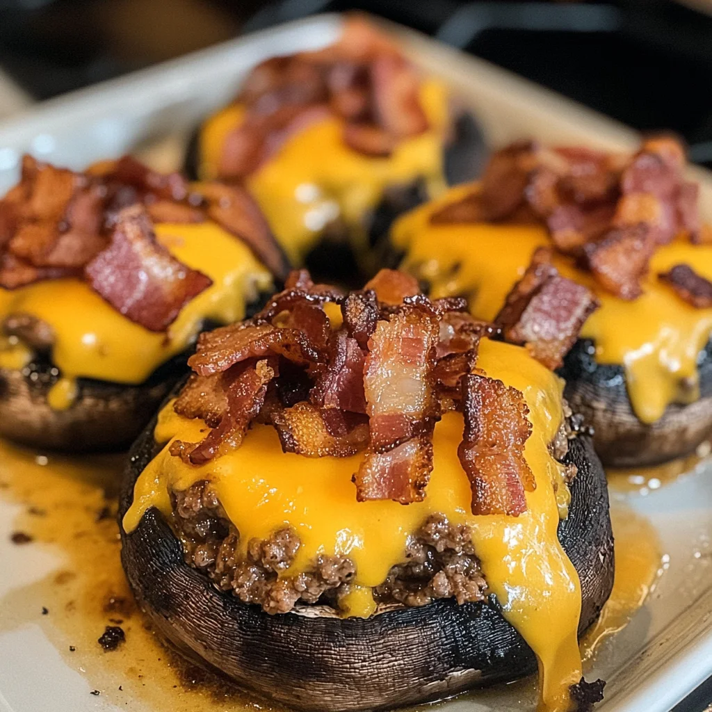 Bacon Cheeseburger Stuffed Mushrooms Recipe