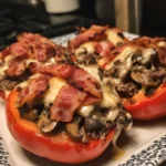Bacon Wrapped Philly Cheesesteak Stuffed Peppers Recipe