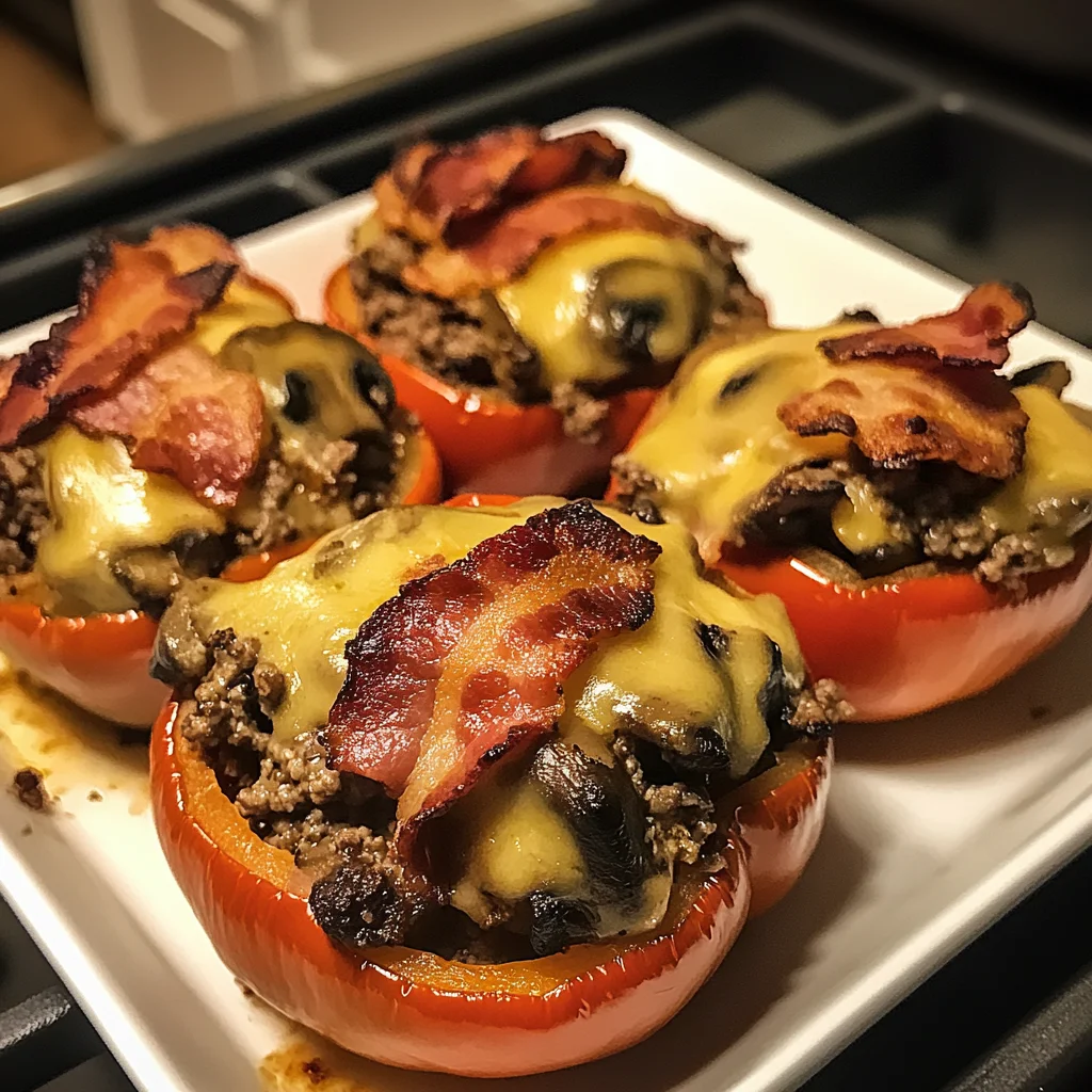 Bacon Wrapped Philly Cheesesteak Stuffed Peppers Recipe