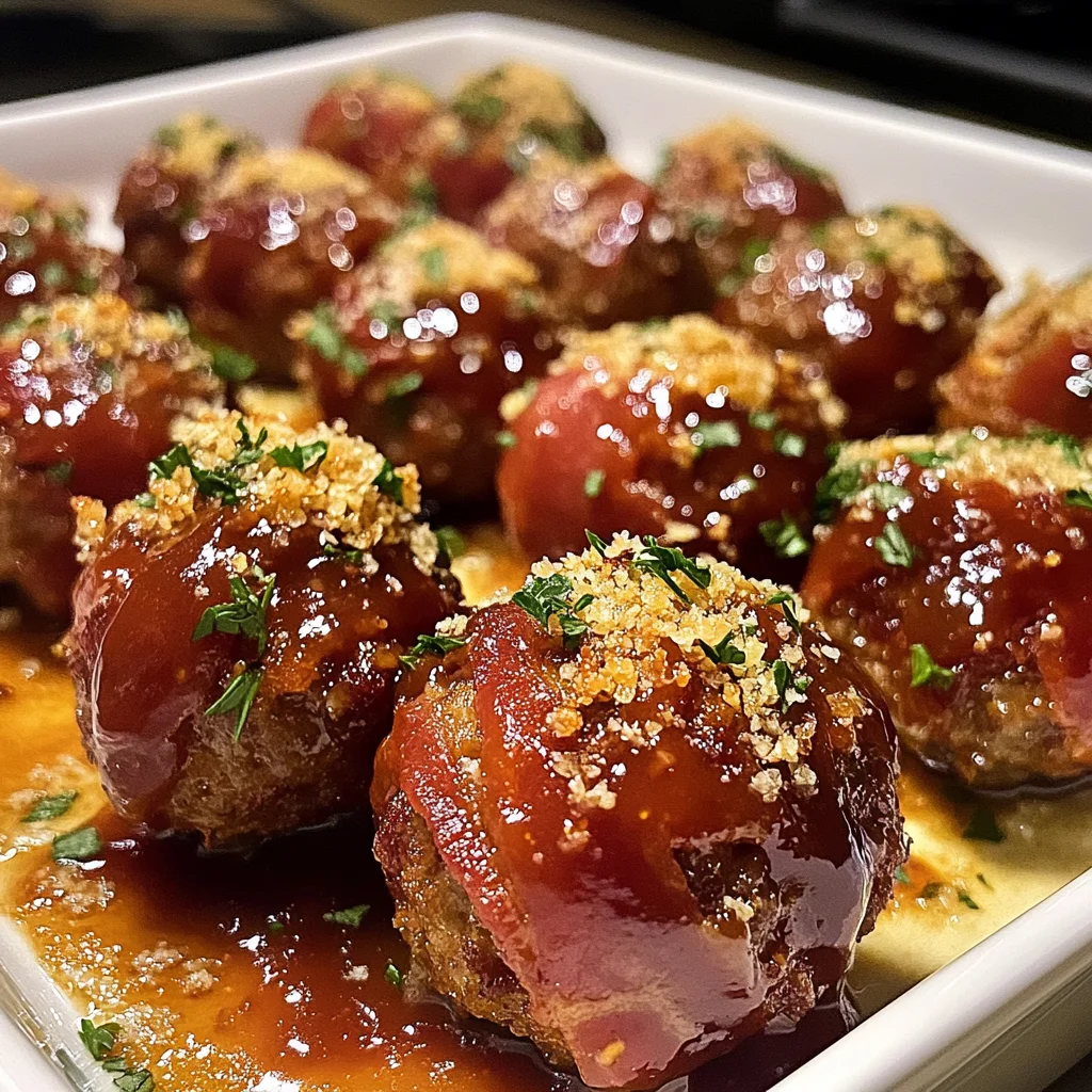 Cheesy Bacon Wrapped BBQ Meatballs Recipe