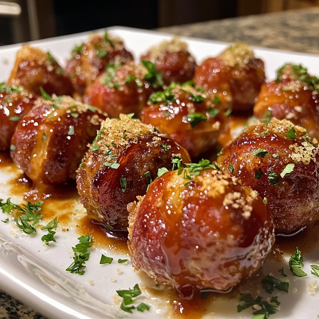 Cheesy Bacon Wrapped BBQ Meatballs Recipe