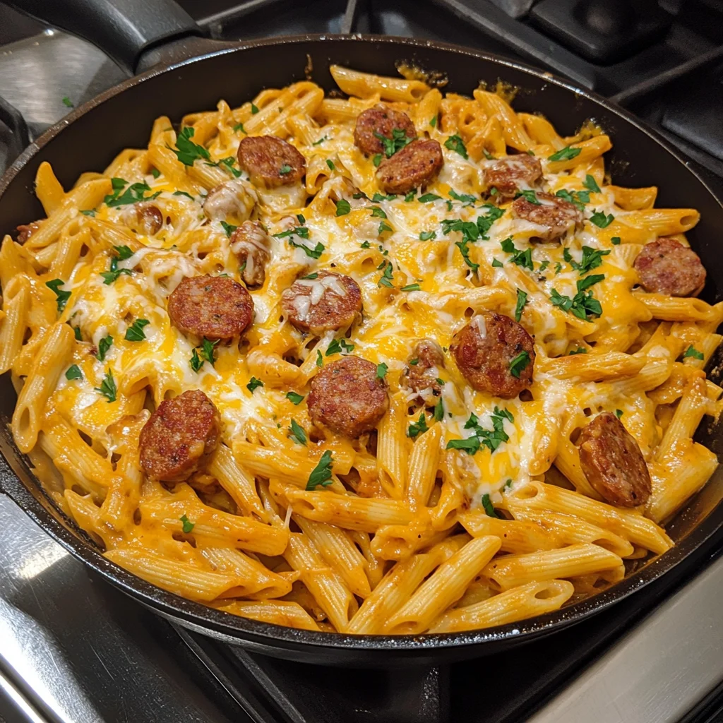Cheesy Cajun Sausage Pasta Skillet Recipe