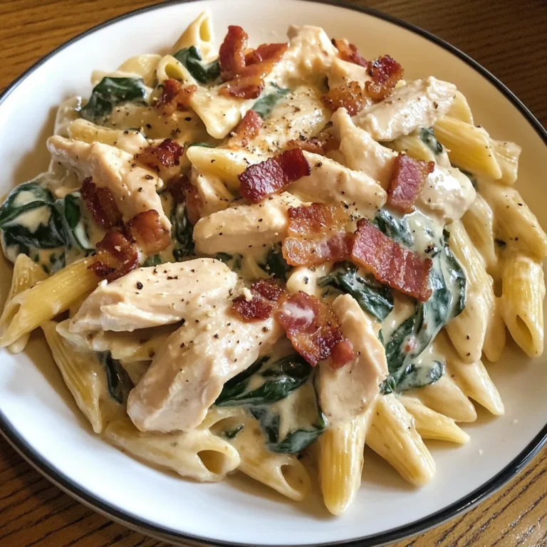 Creamy Chicken Bacon Spinach Pasta Recipe