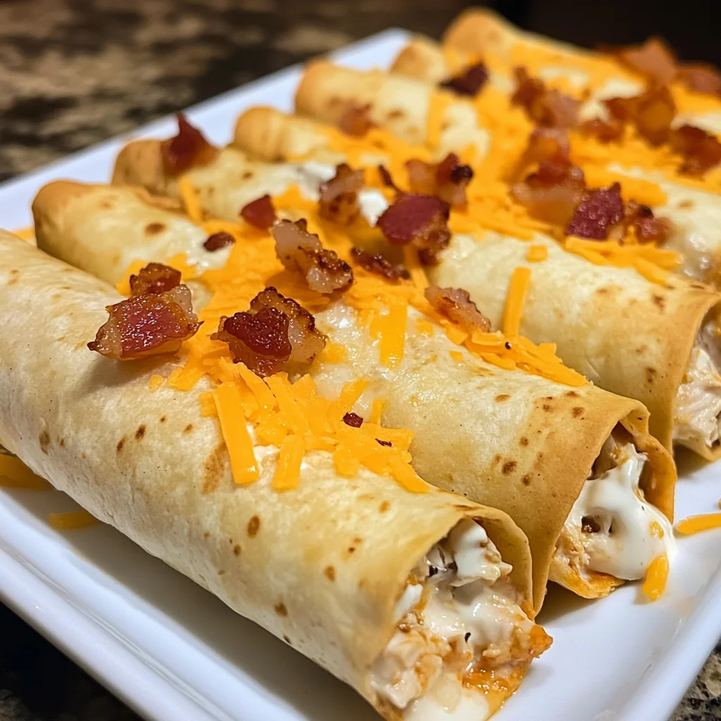 Crispy Bacon Ranch Chicken Taquitos Recipe
