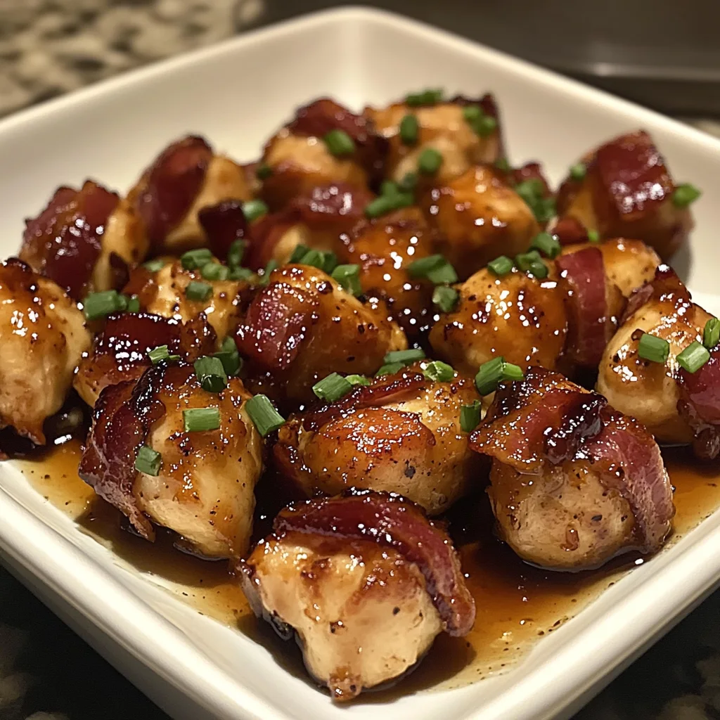 Honey Garlic Bacon Chicken Bites Recipe