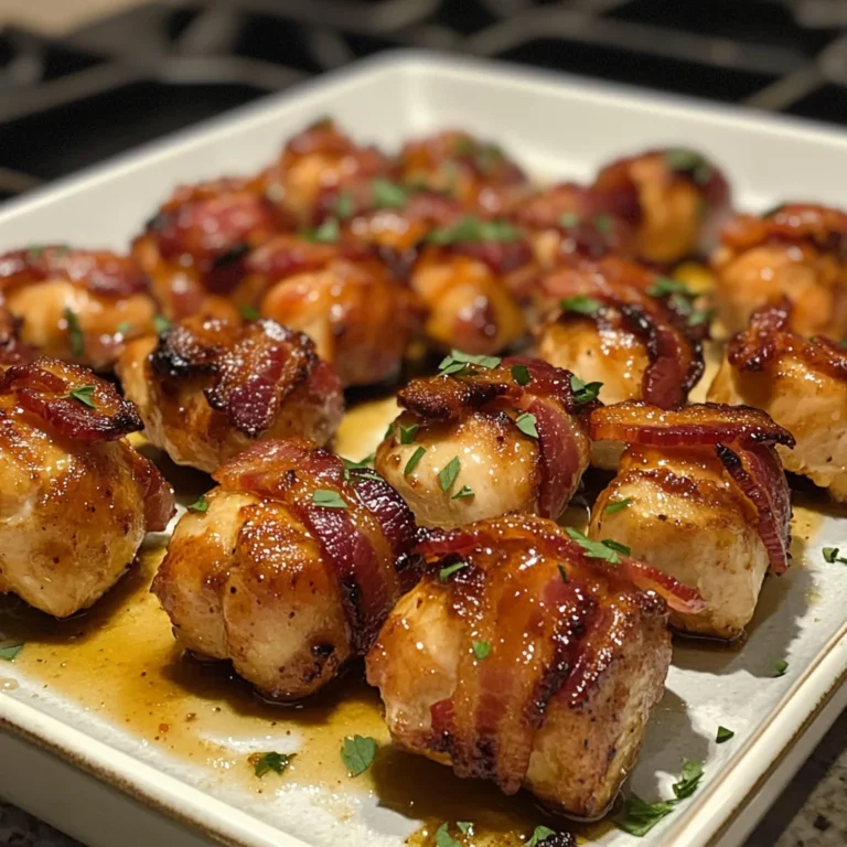 Honey Garlic Bacon Chicken Bites RecipeHoney Garlic Bacon Chicken Bites Recipe