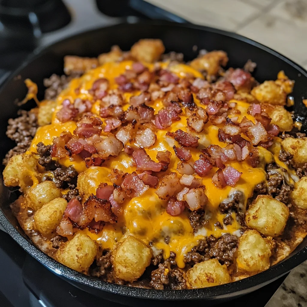 Loaded Bacon Cheeseburger Tater Tot Skillet Recipe