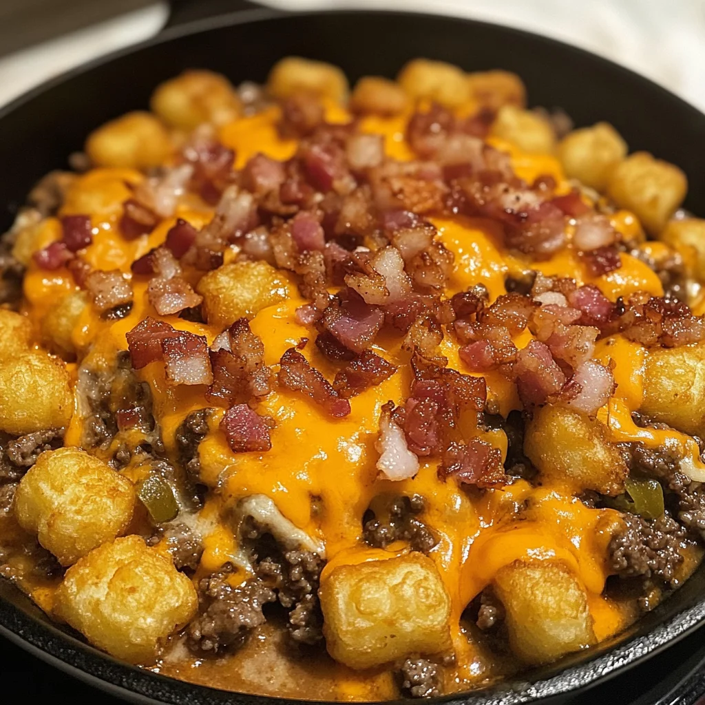Loaded Bacon Cheeseburger Tater Tot Skillet Recipe