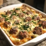Hearty Meatball and Mashed Potato Bake Recipe