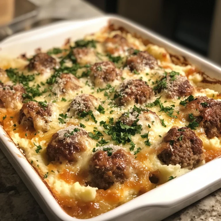 Hearty Meatball and Mashed Potato Bake Recipe