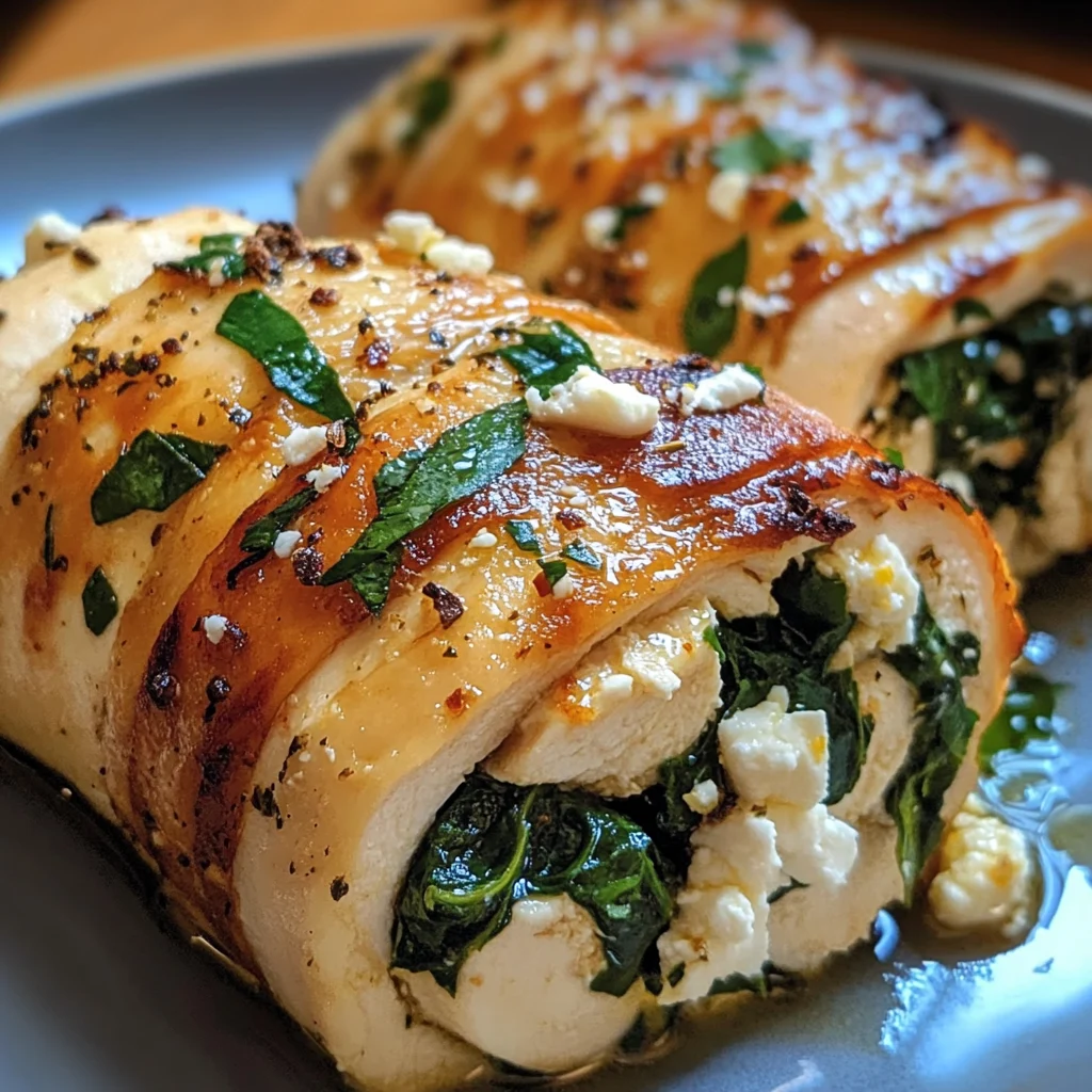 Rolled Chicken with Feta and Spinach Recipe