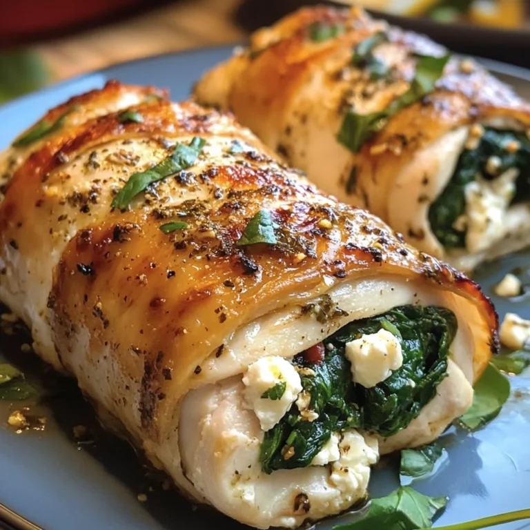 Rolled Chicken with Feta and Spinach Recipe