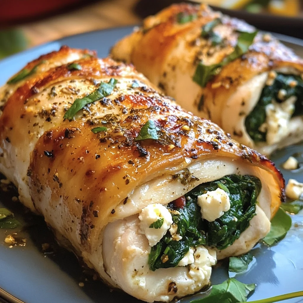 Rolled Chicken with Feta and Spinach Recipe