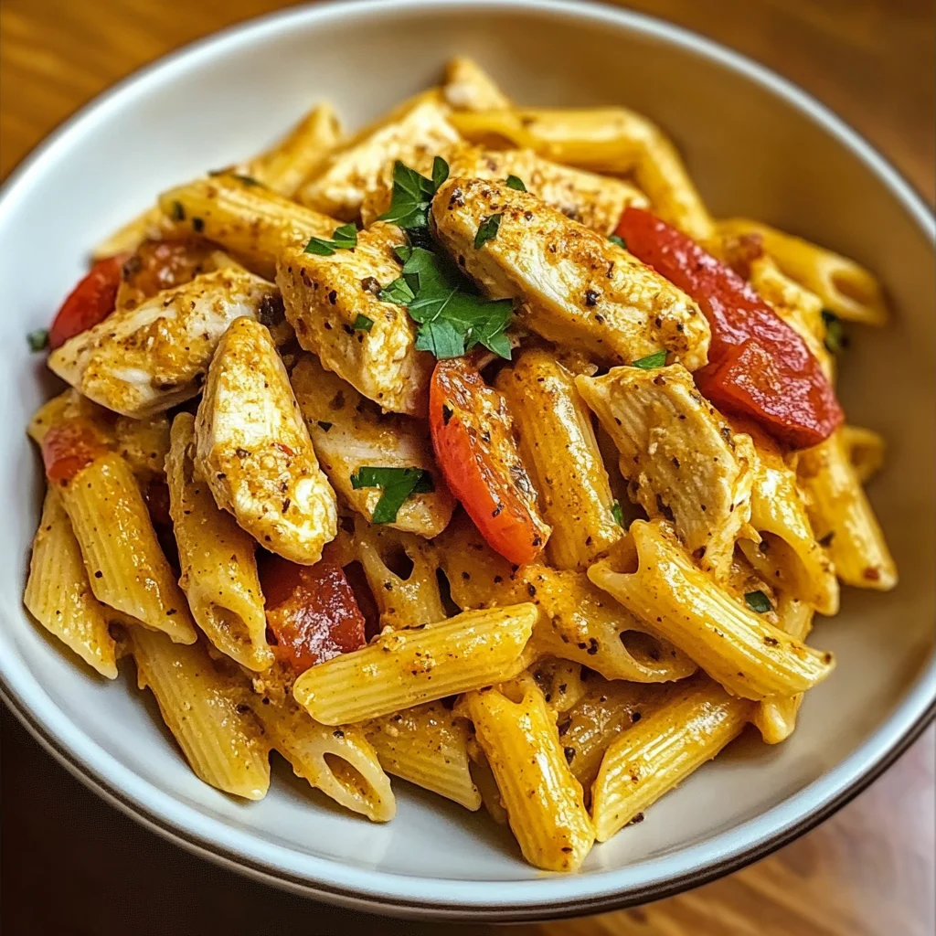 Spicy Creamy Cajun Chicken Pasta with Bell Peppers & Garlic