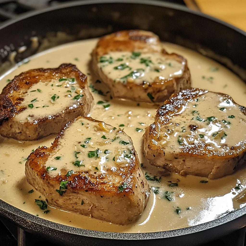 Creamy Garlic Boneless Pork Chops 4 Servings Easy Delicious