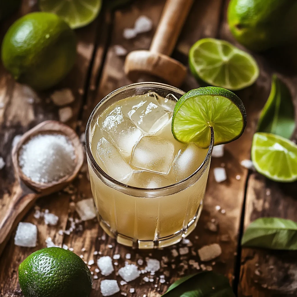 Served Caipirinha cocktail with lime garnish