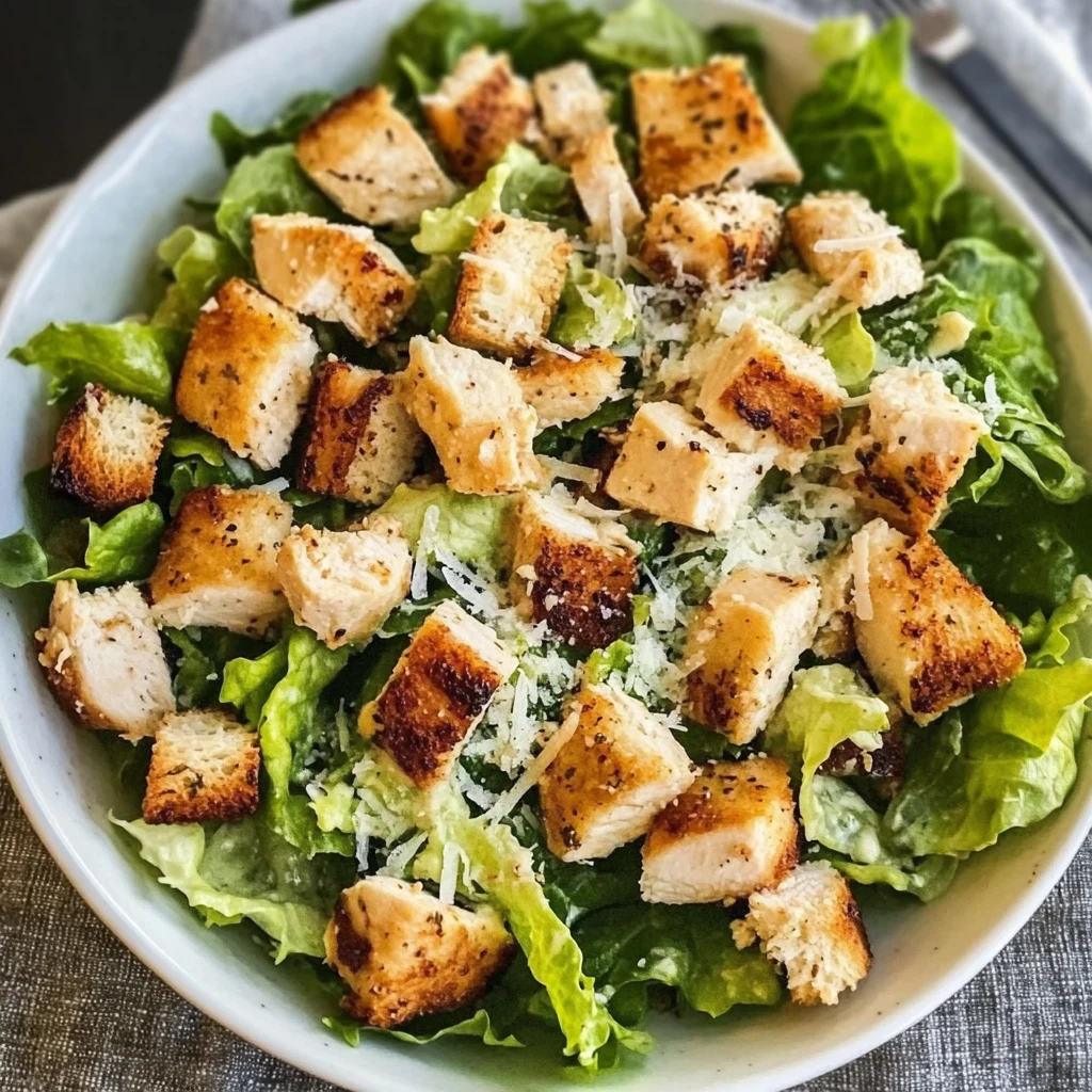 Chicken Caesar Salad with grilled chicken and croutons