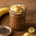 Chocolate banana overnight oats in mason jar