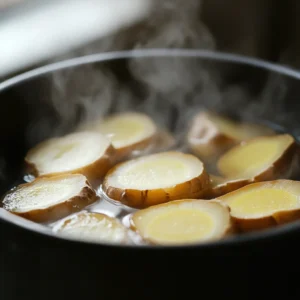 Ginger simmering for Japanese Mounjaro recipe