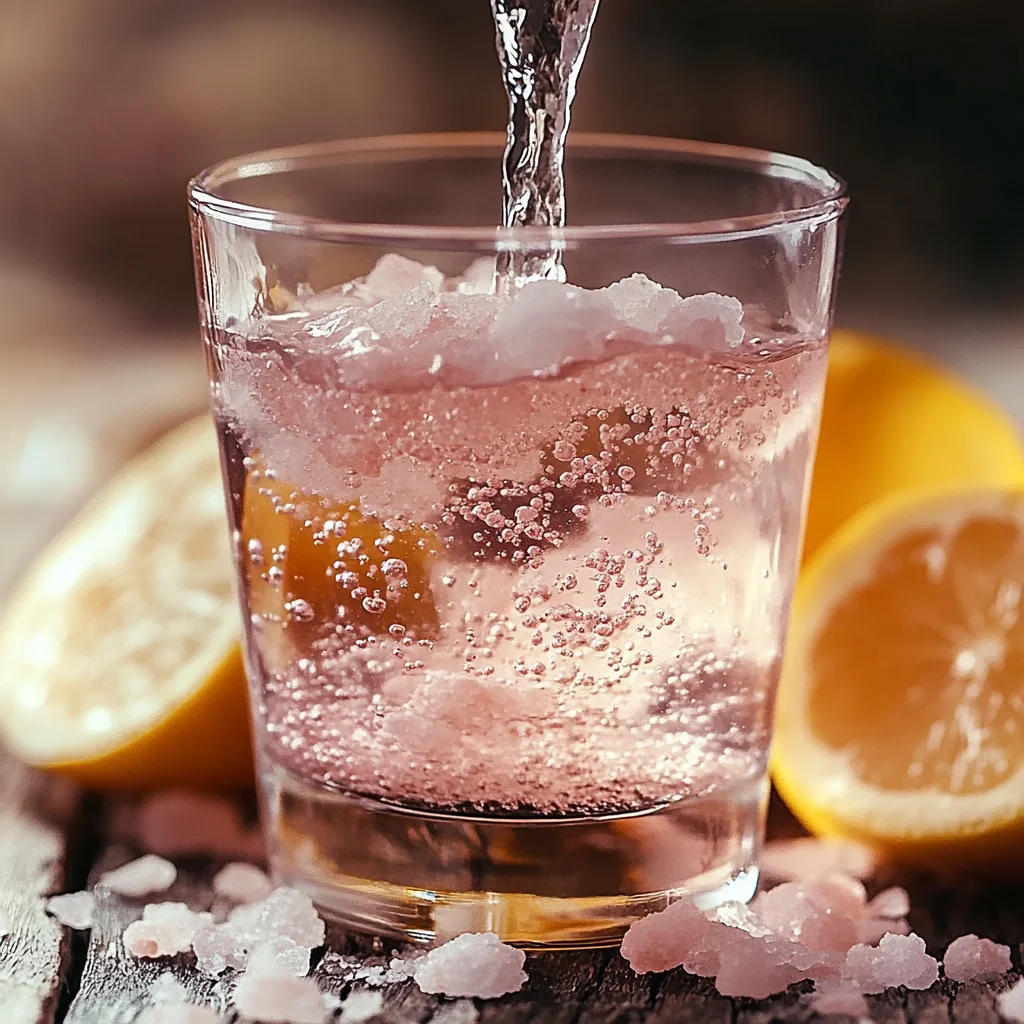 Mixing pink Himalayan salt drink
