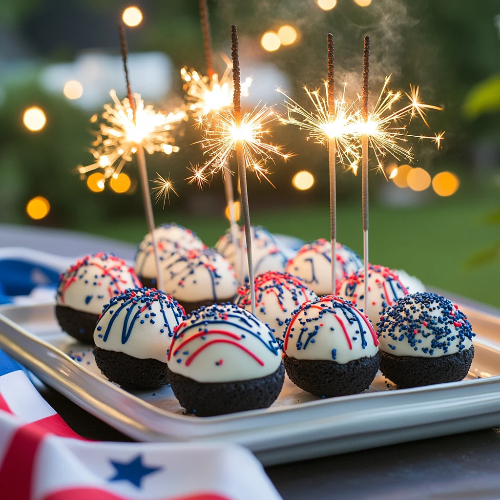 Patriotic Oreo Balls served for July 4th