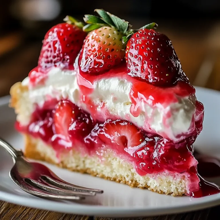 strawberry earthquake cake on rustic plate
