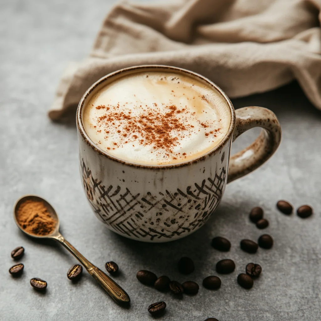 Served tahini latte with banana bread