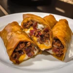BBQ Brisket Bacon Ranch Loaded Egg Roll Bombs - Awesome Delicious
