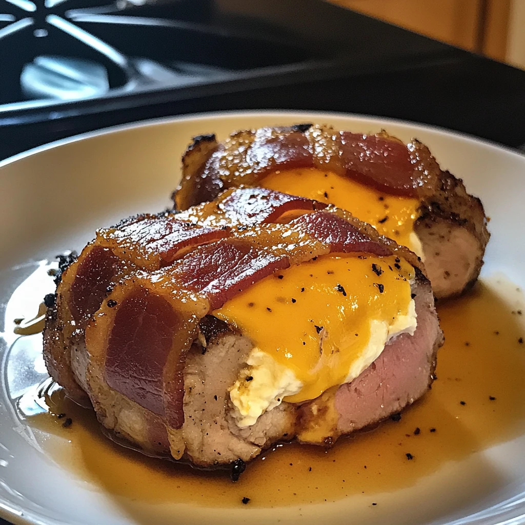 Bourbon Maple Bacon Wrapped Stuffed Pork Chops 30 Minutes Ultimate Delicious