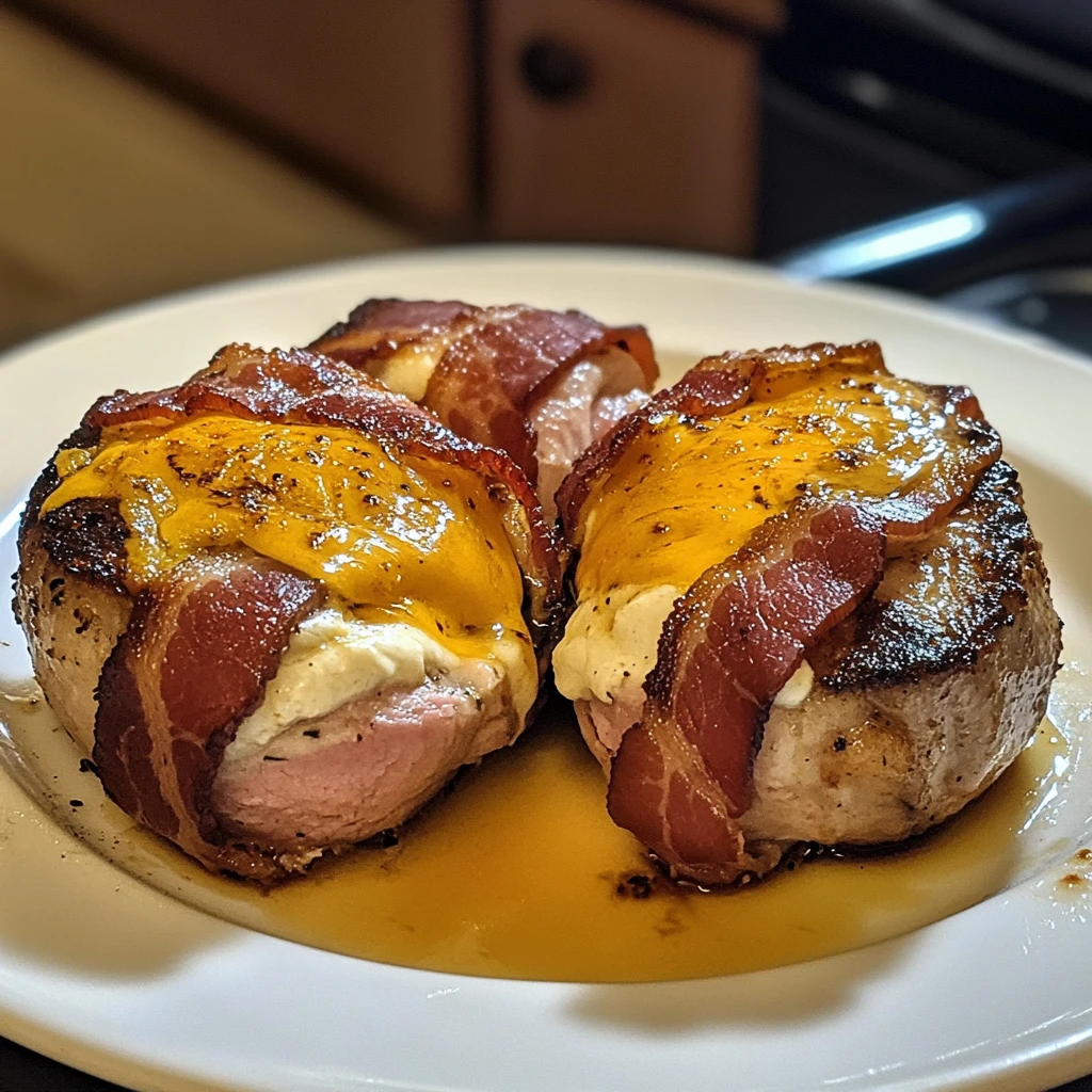 Bourbon Maple Bacon Wrapped Stuffed Pork Chops 30 Minutes Ultimate Delicious
