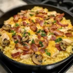 Cheesy Bacon Chicken Mushroom Rice Skillet 30 Minutes Easy Delicious