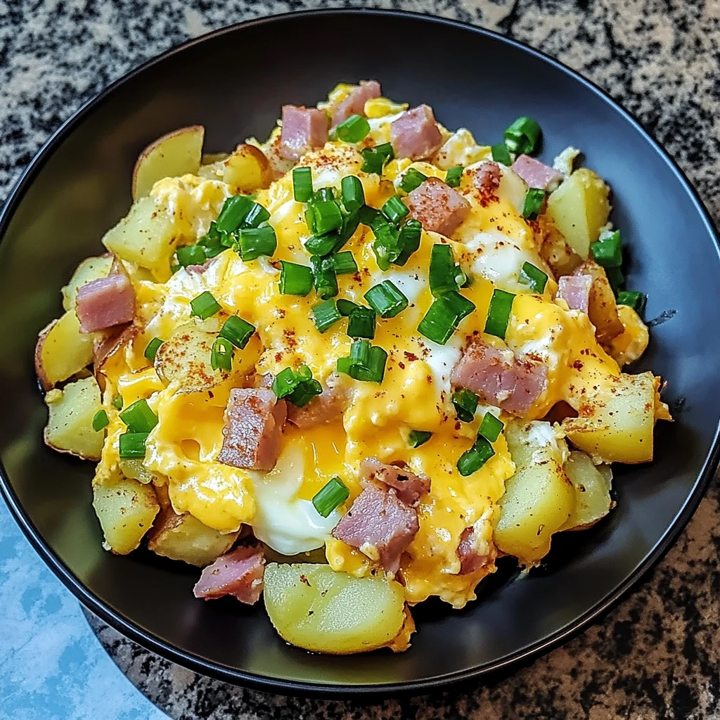 Cheesy Potato Egg Scramble 4 Ingredients Awesome Delicious